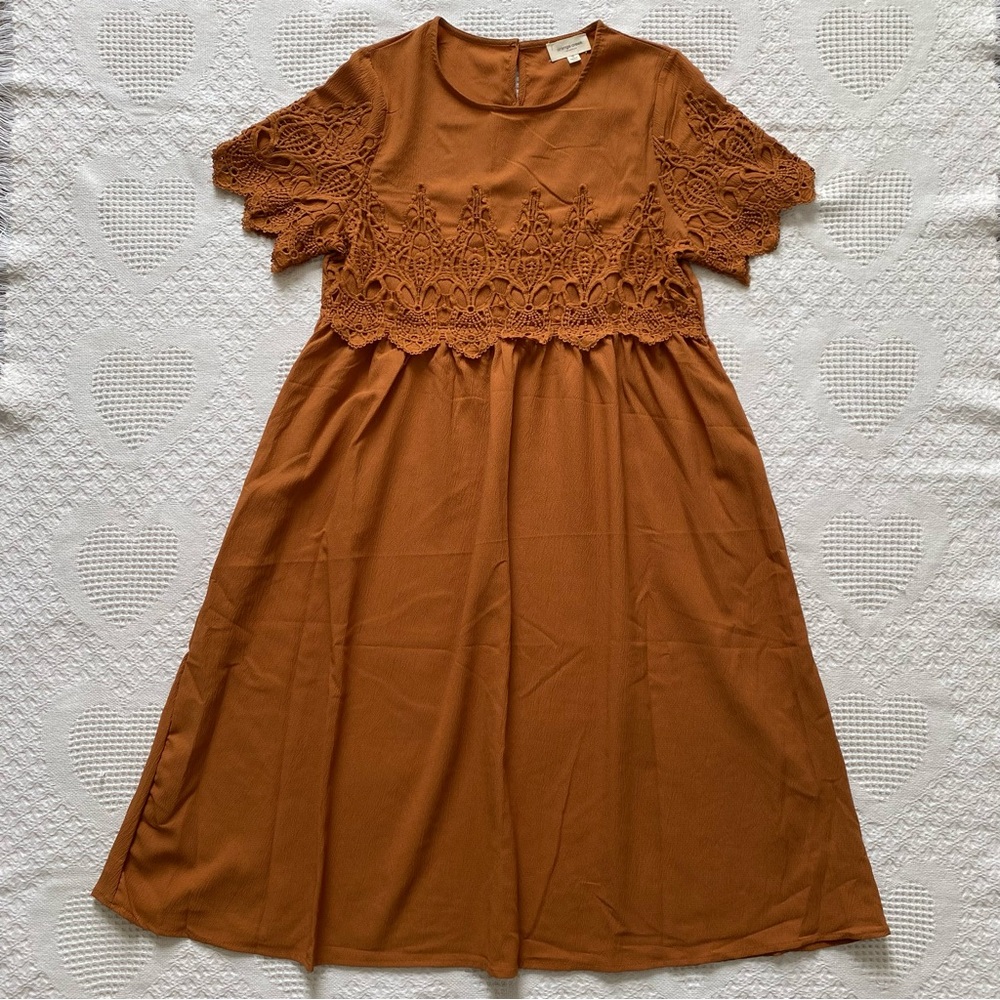 Orange Creek (from Roolee) Burnt Orange Babydoll Dress Size Small